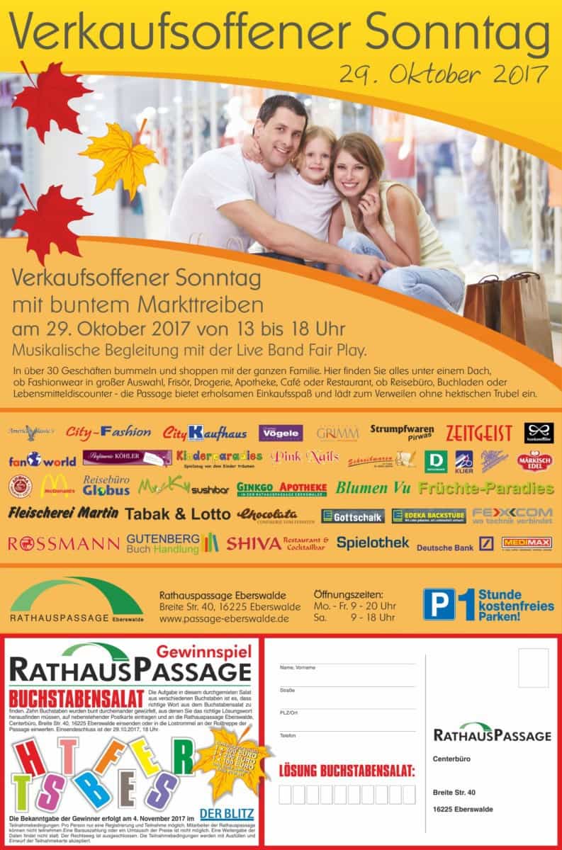 Am 29 10 2017 Verkaufsoffener Sonntag Rathauspassage Eberswalde